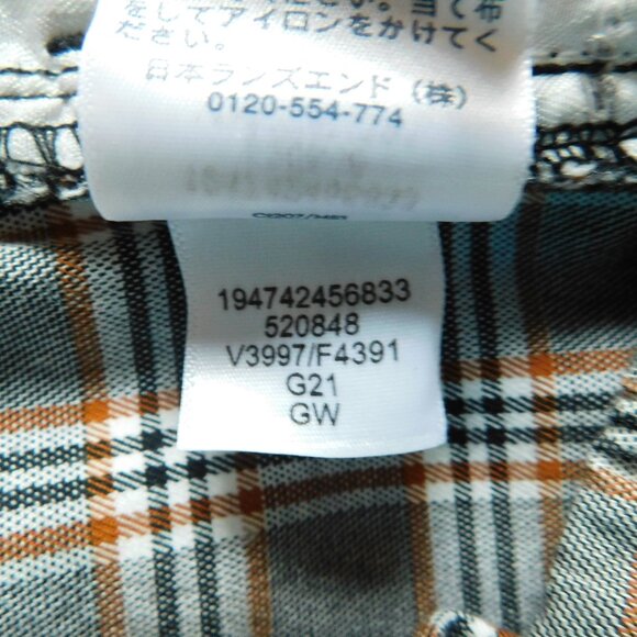 LANDS’ END Mid Rise Chino Ankle Pants Gray/Black, Orange Plaid Womens Size 12 - Picture 7 of 7